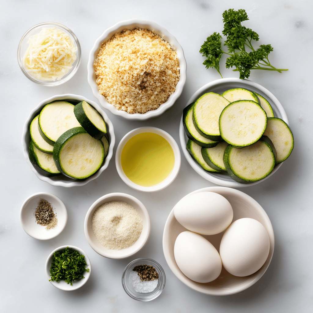 Ingredients for Crispy Air Fryer Garlic Parmesan Zucchini Bites