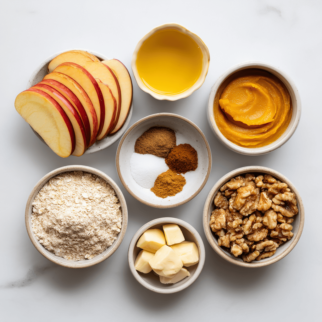 Ingredients for Slow Cooker Pumpkin Spice Apple Crisp Delight